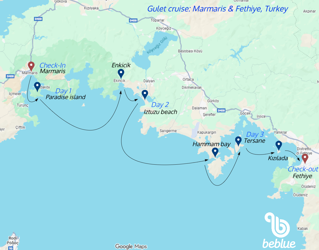 Mini gulet cruise: Marmaris → Fethiye - ID 616