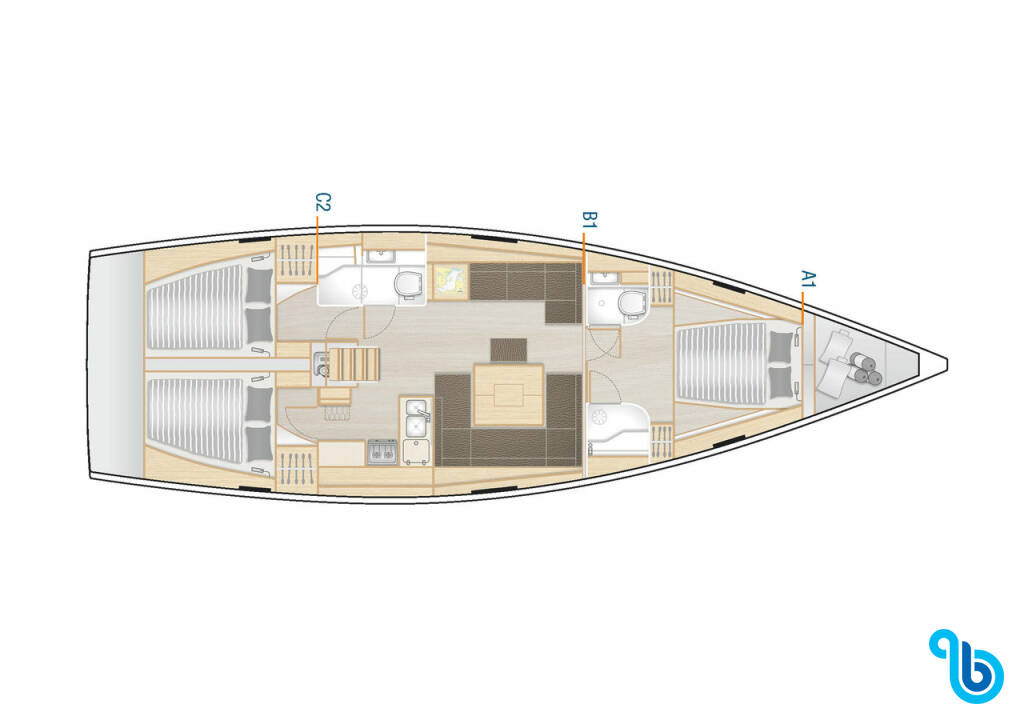 Hanse 458, Terna